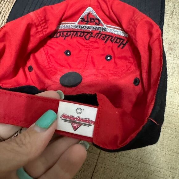 Vintage 90s Harley Davidson Cafe New York NYC Ride Free Biker Snapback Cap Hat - Picture 7 of 10